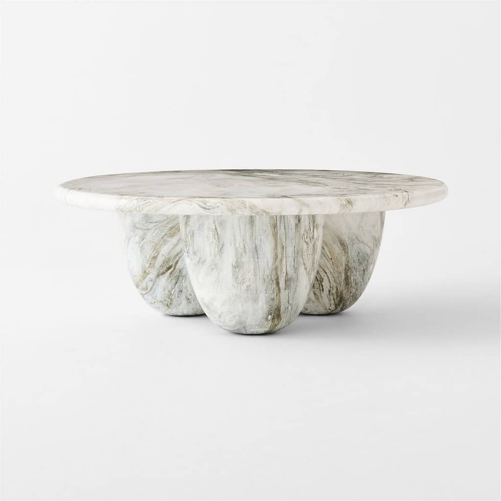 CB2 Cova Round Marbled Resin Outdoor Coffee Table 