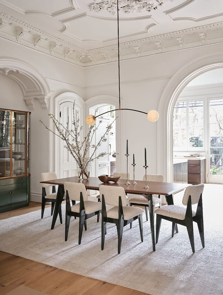 Crate & Barrel Verbier Kombu Green Dining Table with Dark Walnut